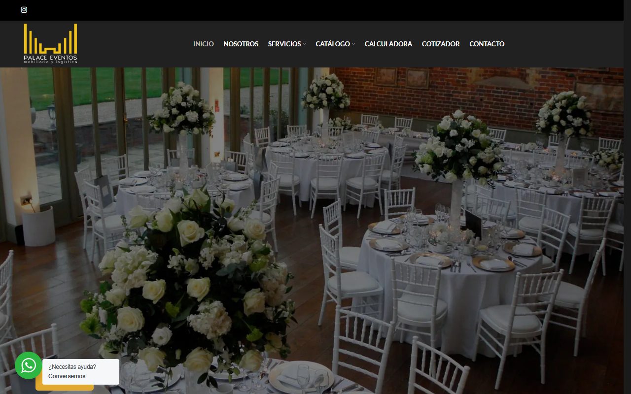 Portada del sitio palaceeventos.cl