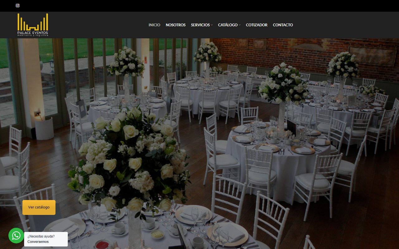 Portada del sitio palaceeventos.cl, desarrollado por mantencionweb.cl