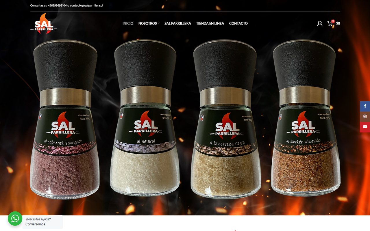 Portada del sitio salparrillera.cl, desarrollado por mantencionweb.cl